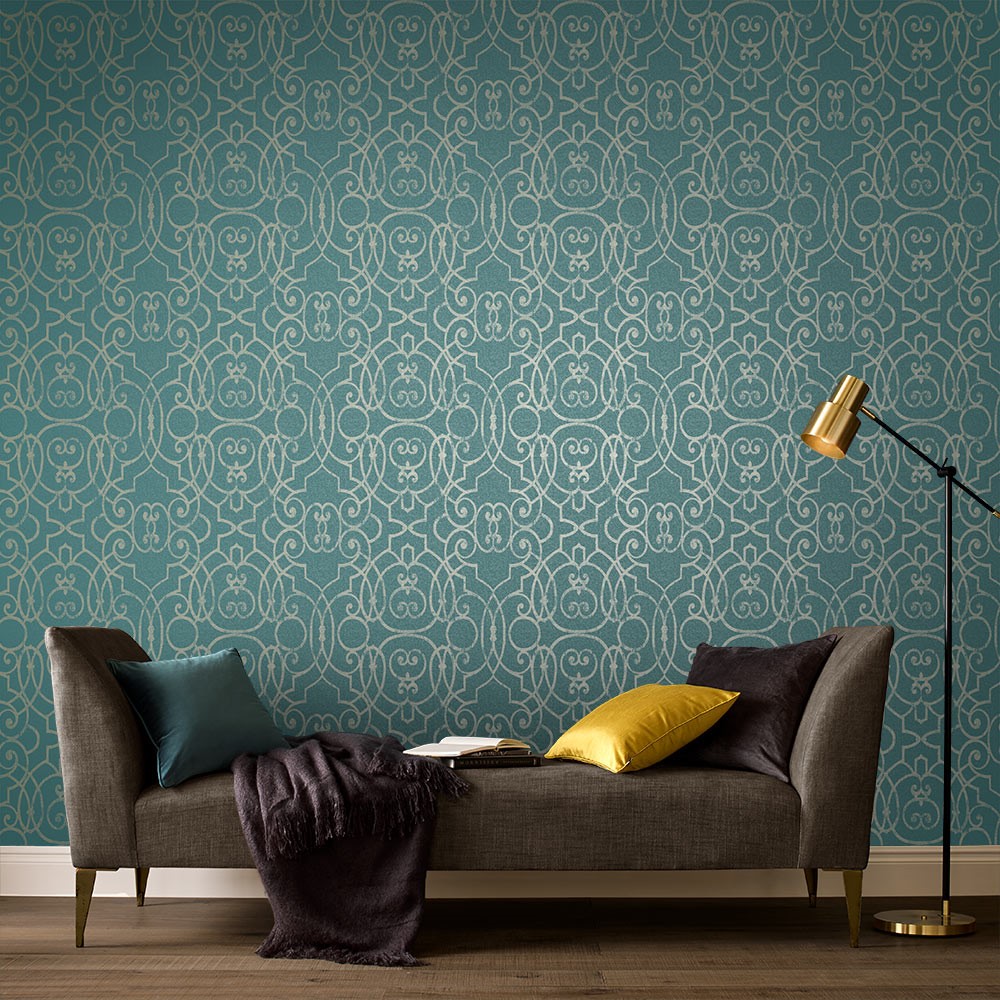 Shoji Wallpaper 105235 by Graham & Brown in Jade Green